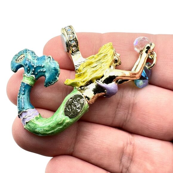 Kirks Folly Womens Crystal Magnetic Enhancer Pendant Mermaid Blue - Picture 3 of 3